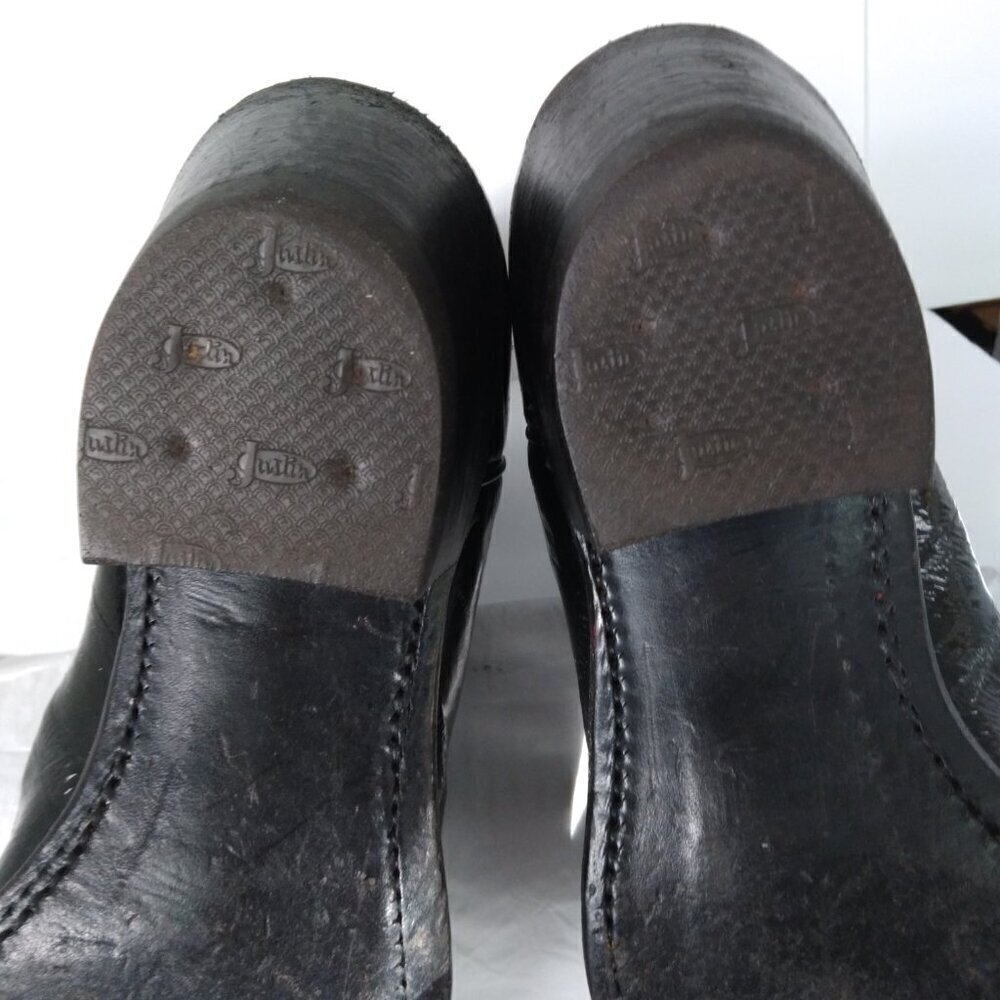 Justin Women's Vintage 1970's Black Eel Skin Cowboy Boots Made In U.S.A. Sz 7.5 - Picture 7 of 16